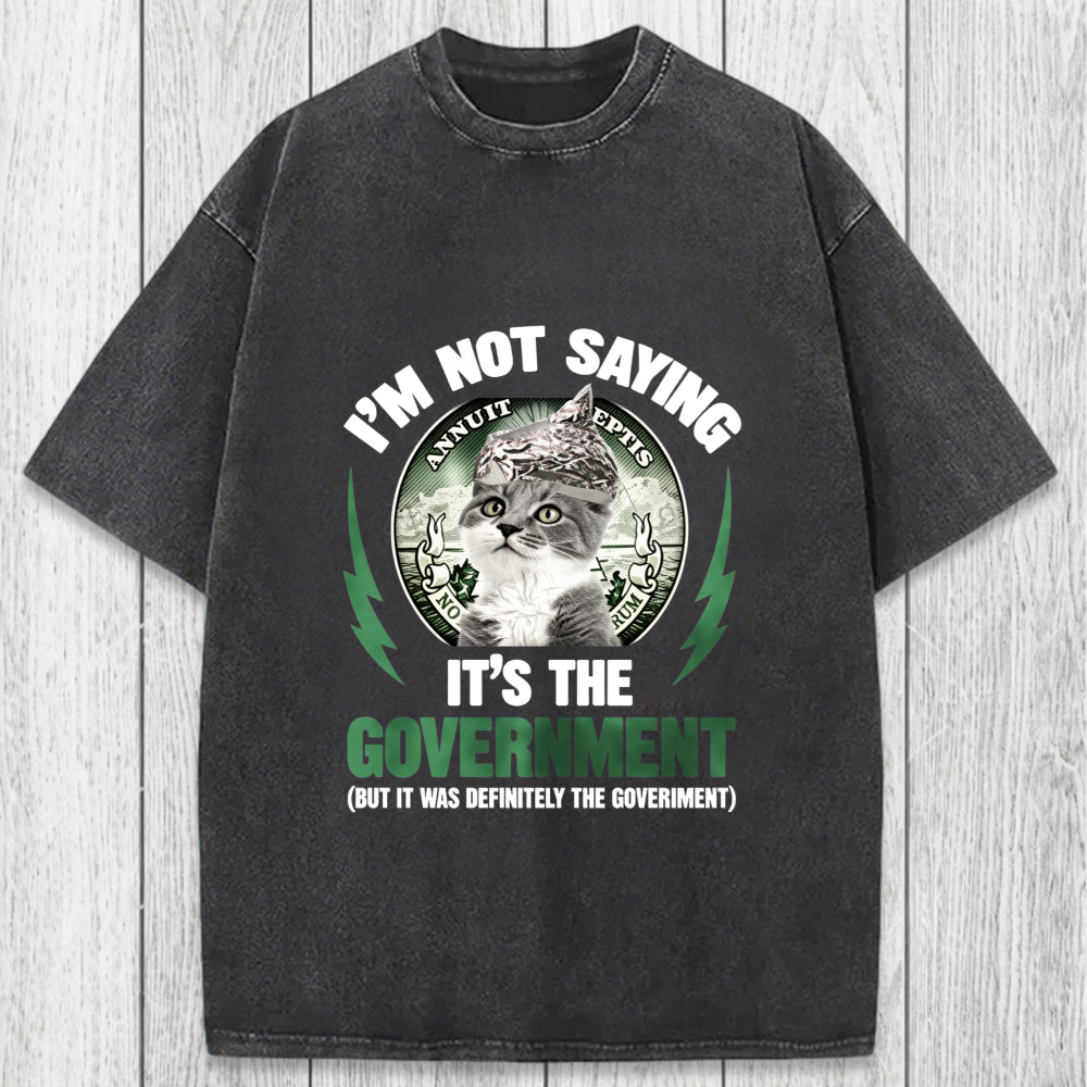Tokyosol Government Conspiracy Cat Washed T-Shirt