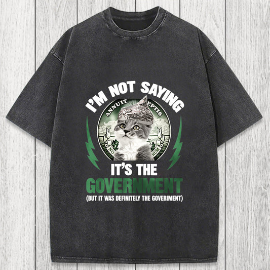 Tokyosol Government Conspiracy Cat Washed T-Shirt