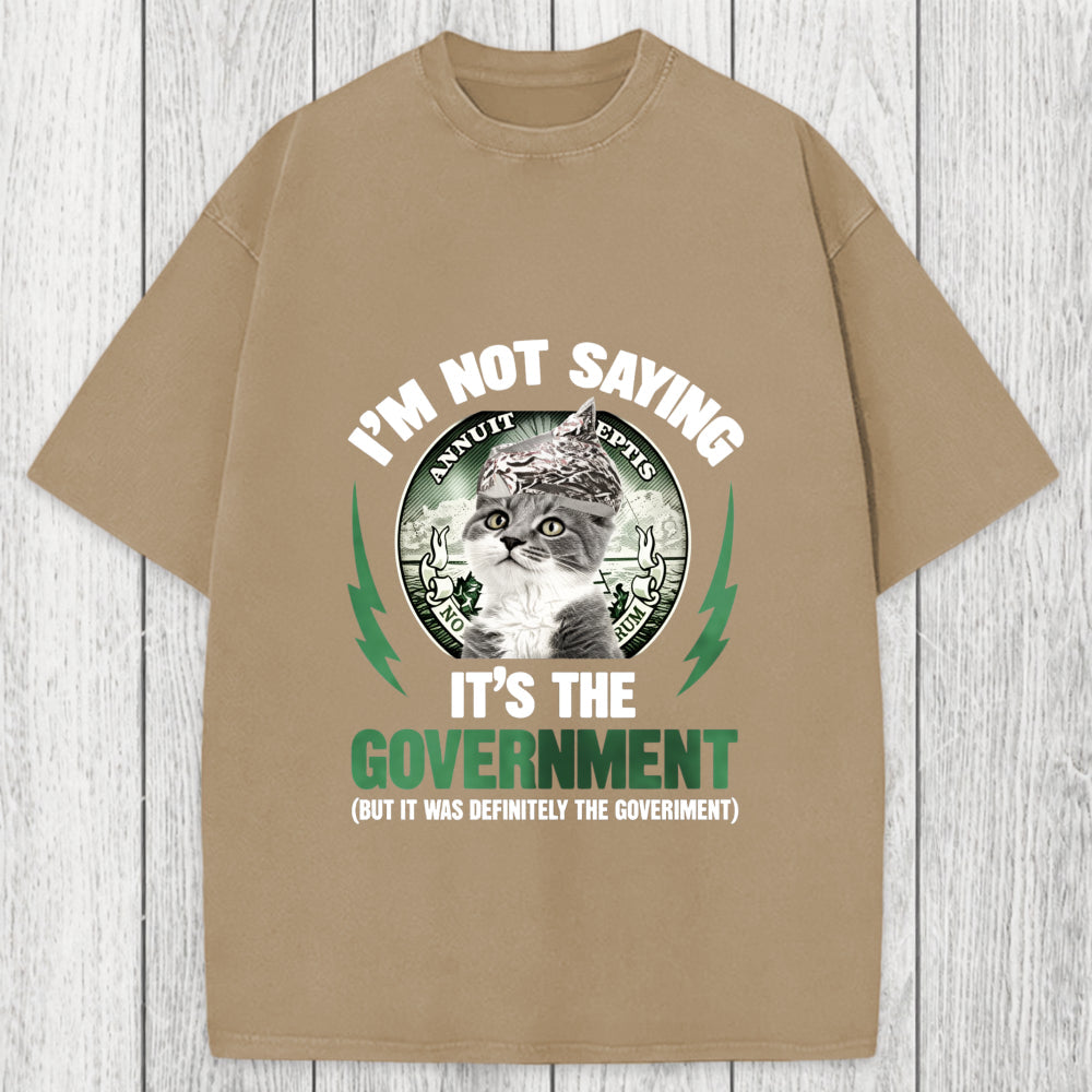 Tokyosol Government Conspiracy Cat Washed T-Shirt