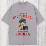 Tokyosol Sad Cat Born to Dilly Dally Washed T-Shirt