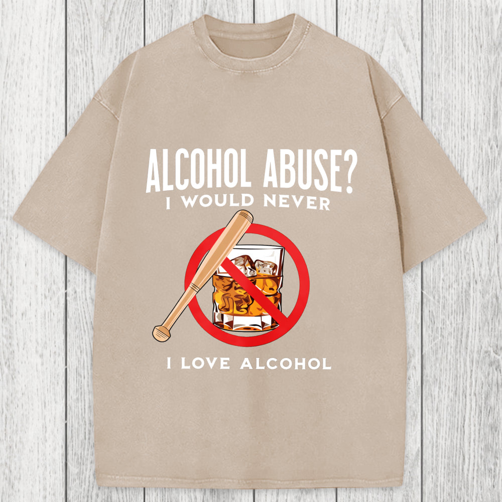 Tokyosol Alcohol Abuser Funny Washed T-Shirt