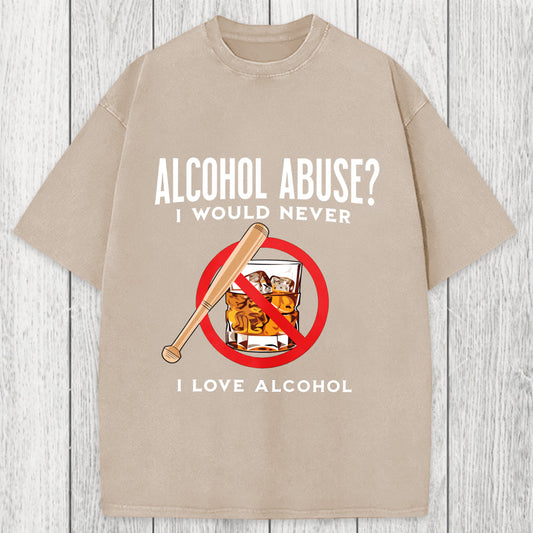 Tokyosol Alcohol Abuser Funny Washed T-Shirt