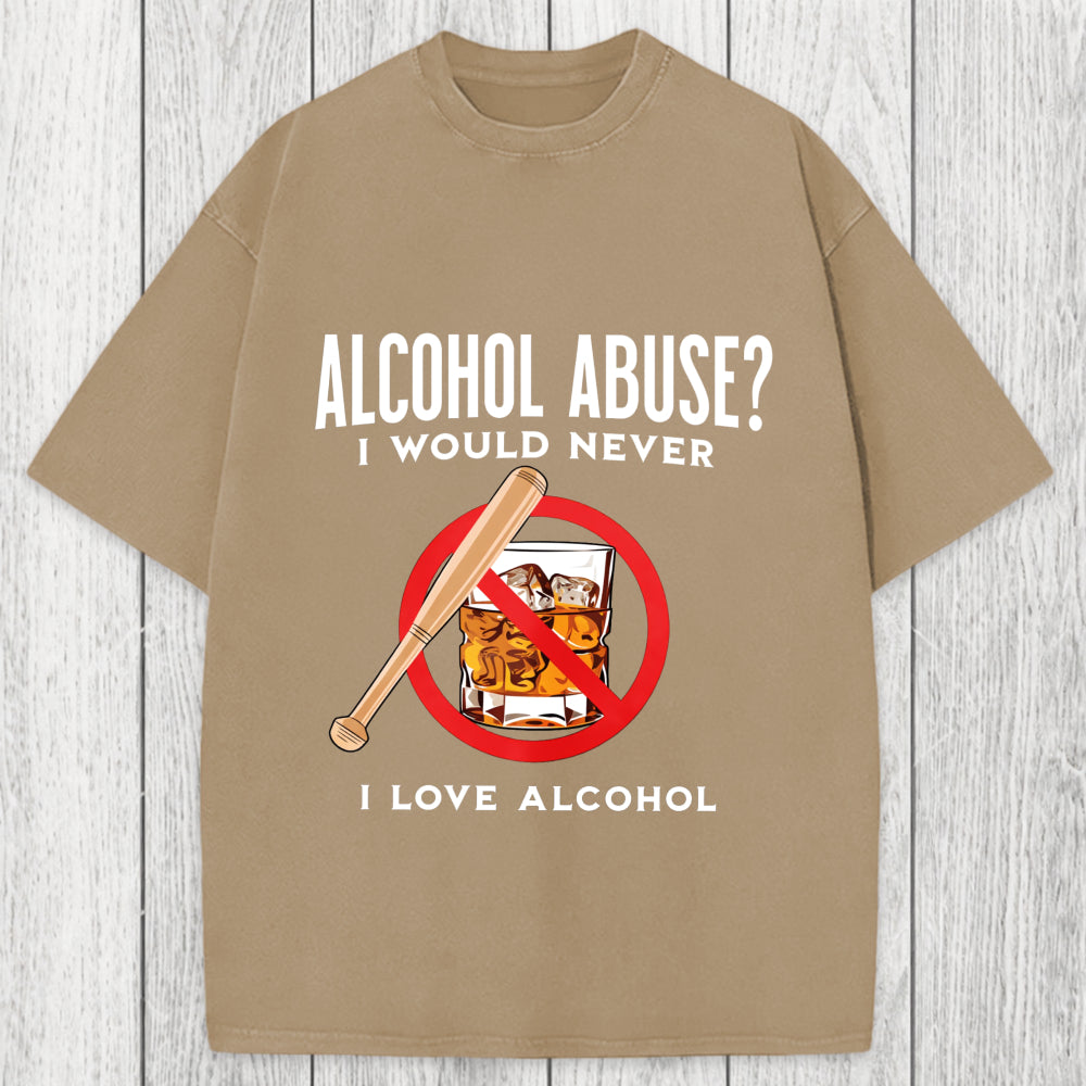 Tokyosol Alcohol Abuser Funny Washed T-Shirt