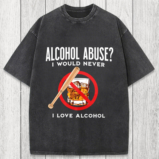 Tokyosol Alcohol Abuser Funny Washed T-Shirt