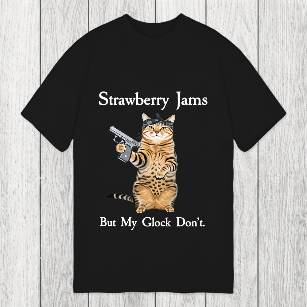 Tokyosol Strawberry Jams But My Glock Don't Funny Cat Classic T-Shirt