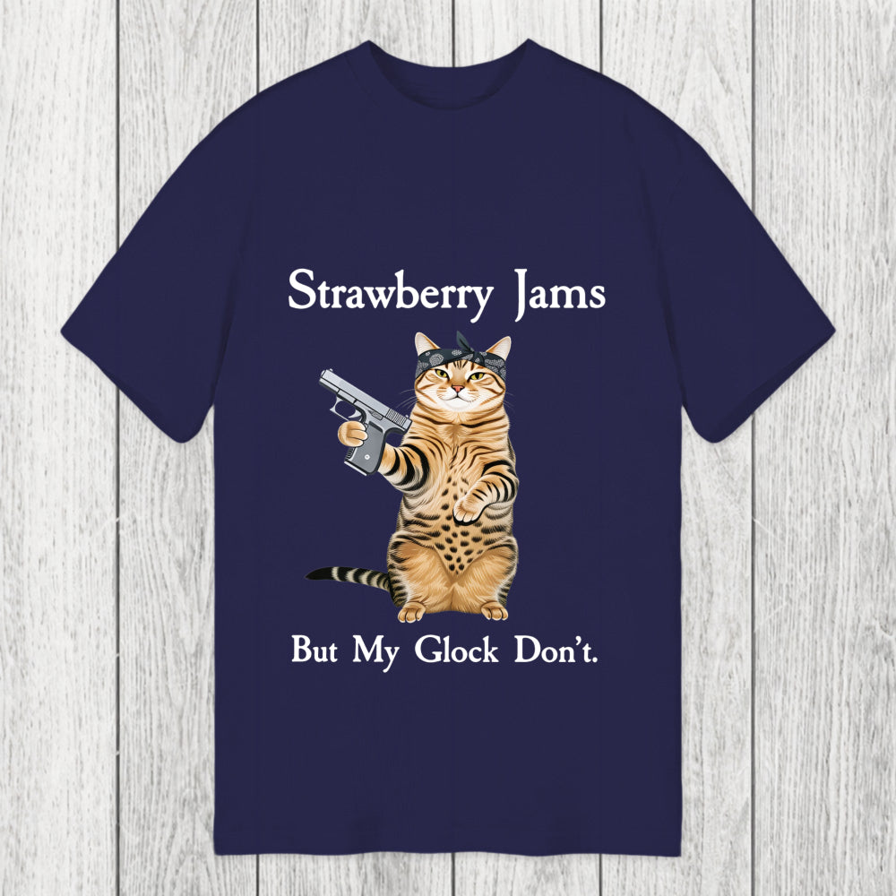 Tokyosol Strawberry Jams But My Glock Don't Funny Cat Classic T-Shirt