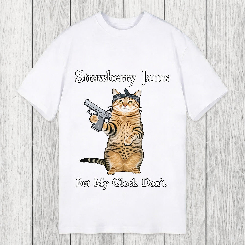 Tokyosol Strawberry Jams But My Glock Don't Funny Cat Classic T-Shirt