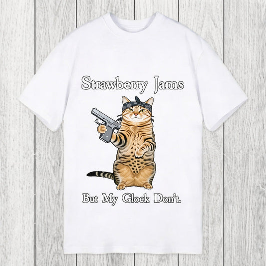 Tokyosol Strawberry Jams But My Glock Don't Funny Cat Classic T-Shirt