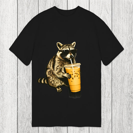 Tokyosol Racoon with a Ice Coffee Classic T-Shirt