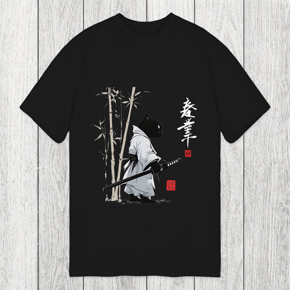 Tokyosol Samurai Cat Japanese Kanji Classic T-Shirt