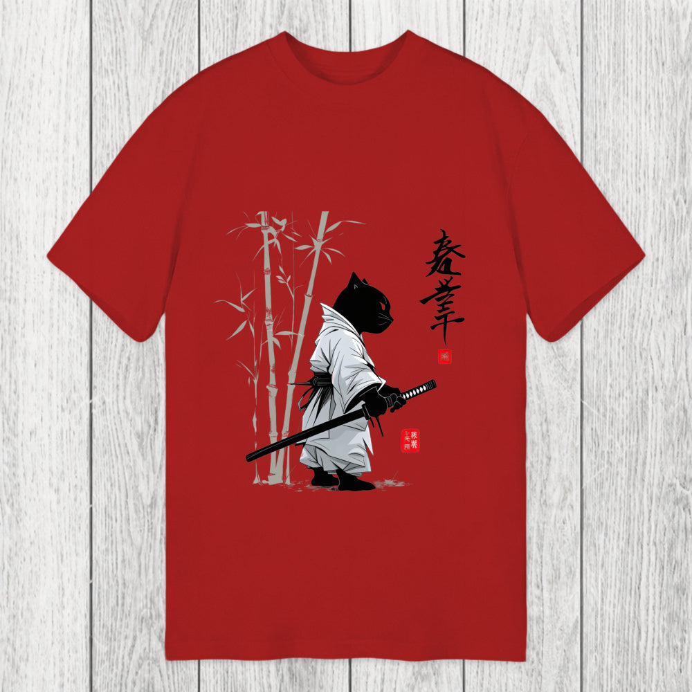 Tokyosol Samurai Cat Japanese Kanji Classic T-Shirt