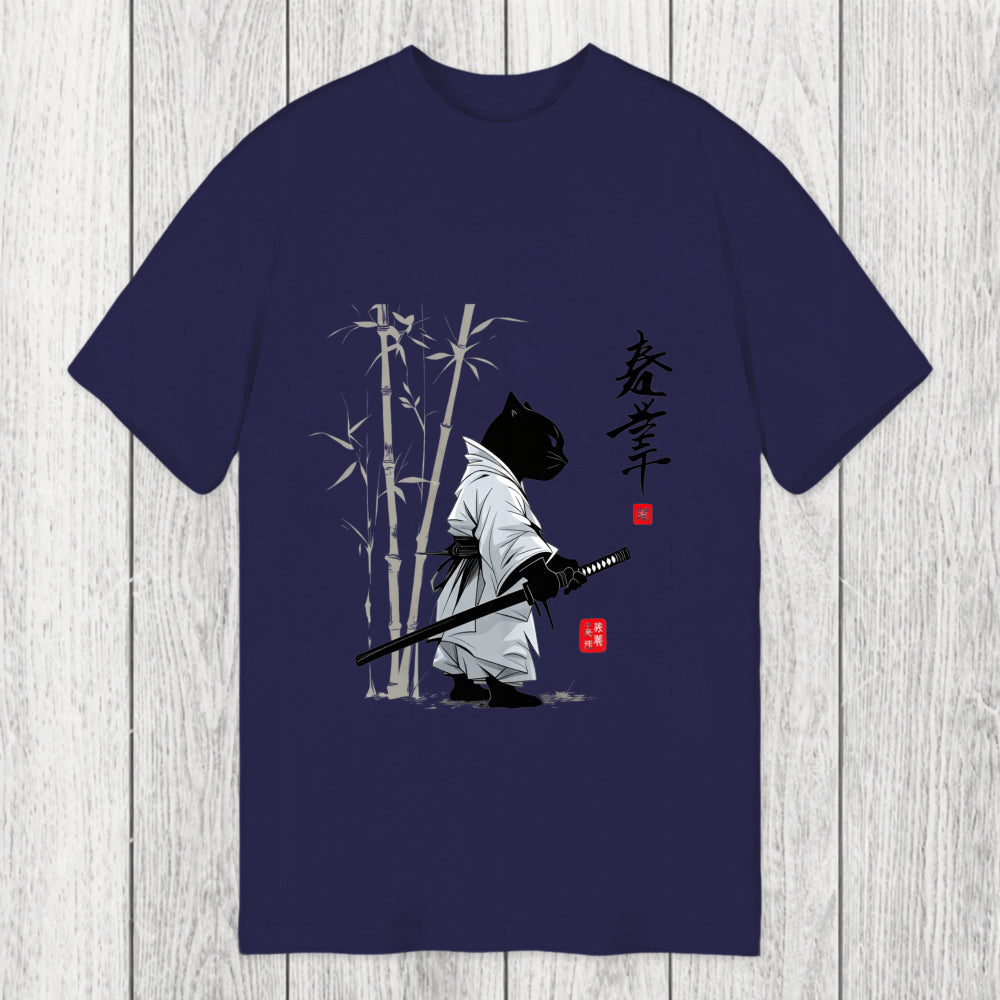 Tokyosol Samurai Cat Japanese Kanji Classic T-Shirt