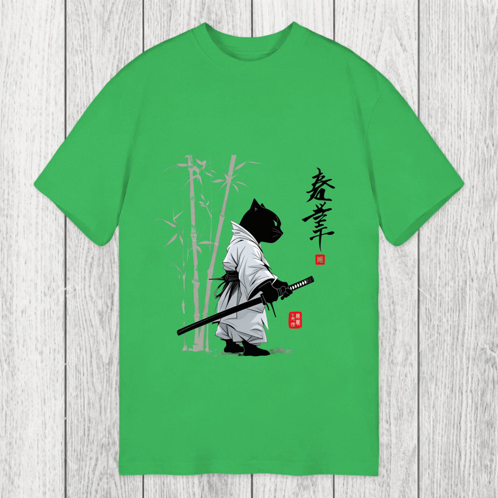 Tokyosol Samurai Cat Japanese Kanji Classic T-Shirt