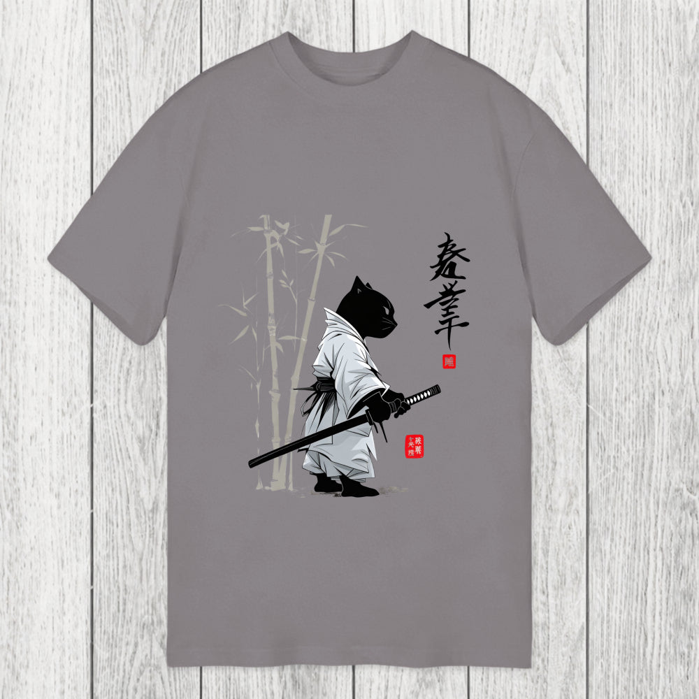 Tokyosol Samurai Cat Japanese Kanji Classic T-Shirt