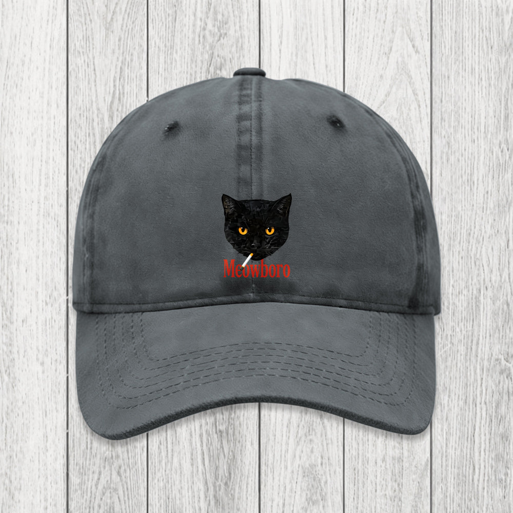 Tokyosol Smoking Black Cat Vintage Washed Cap