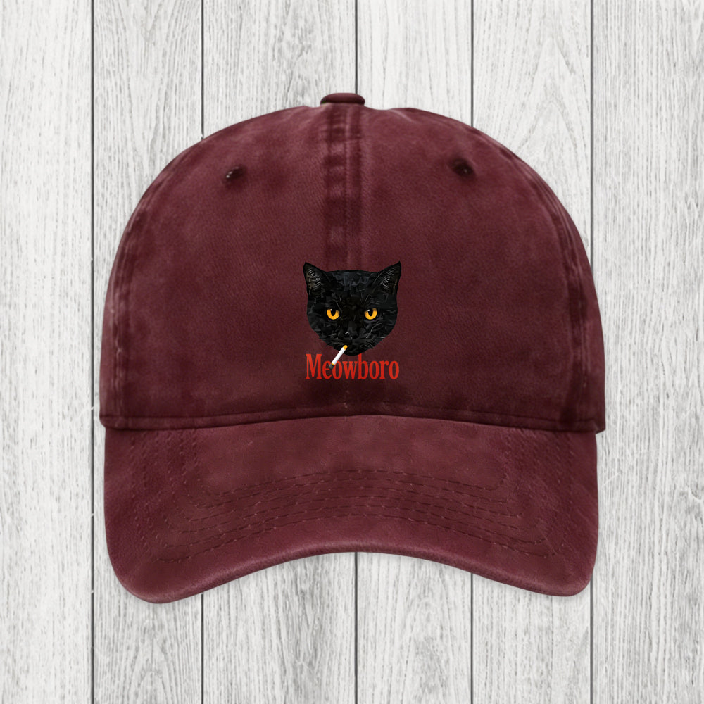 Tokyosol Smoking Black Cat Vintage Washed Cap