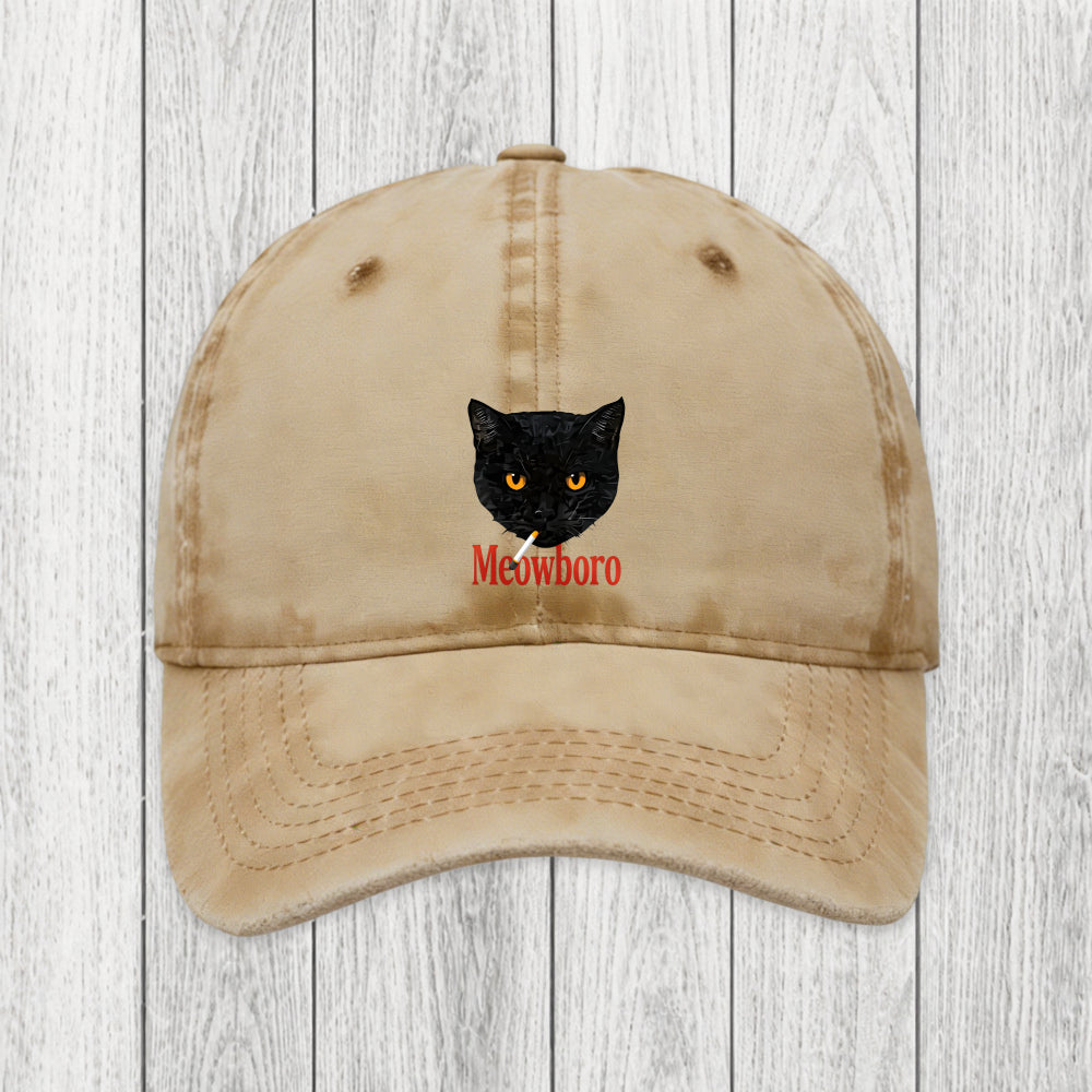 Tokyosol Smoking Black Cat Vintage Washed Cap