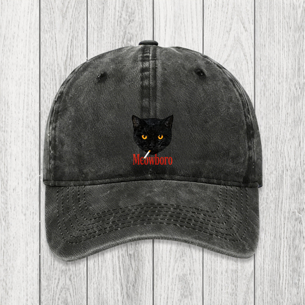 Tokyosol Smoking Black Cat Vintage Washed Cap