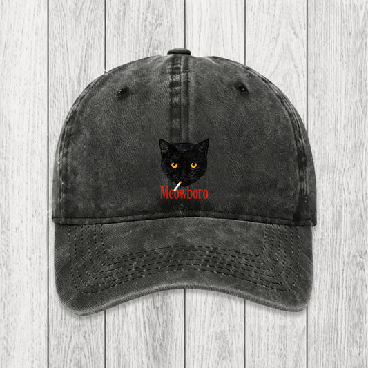 Tokyosol Smoking Black Cat Vintage Washed Cap
