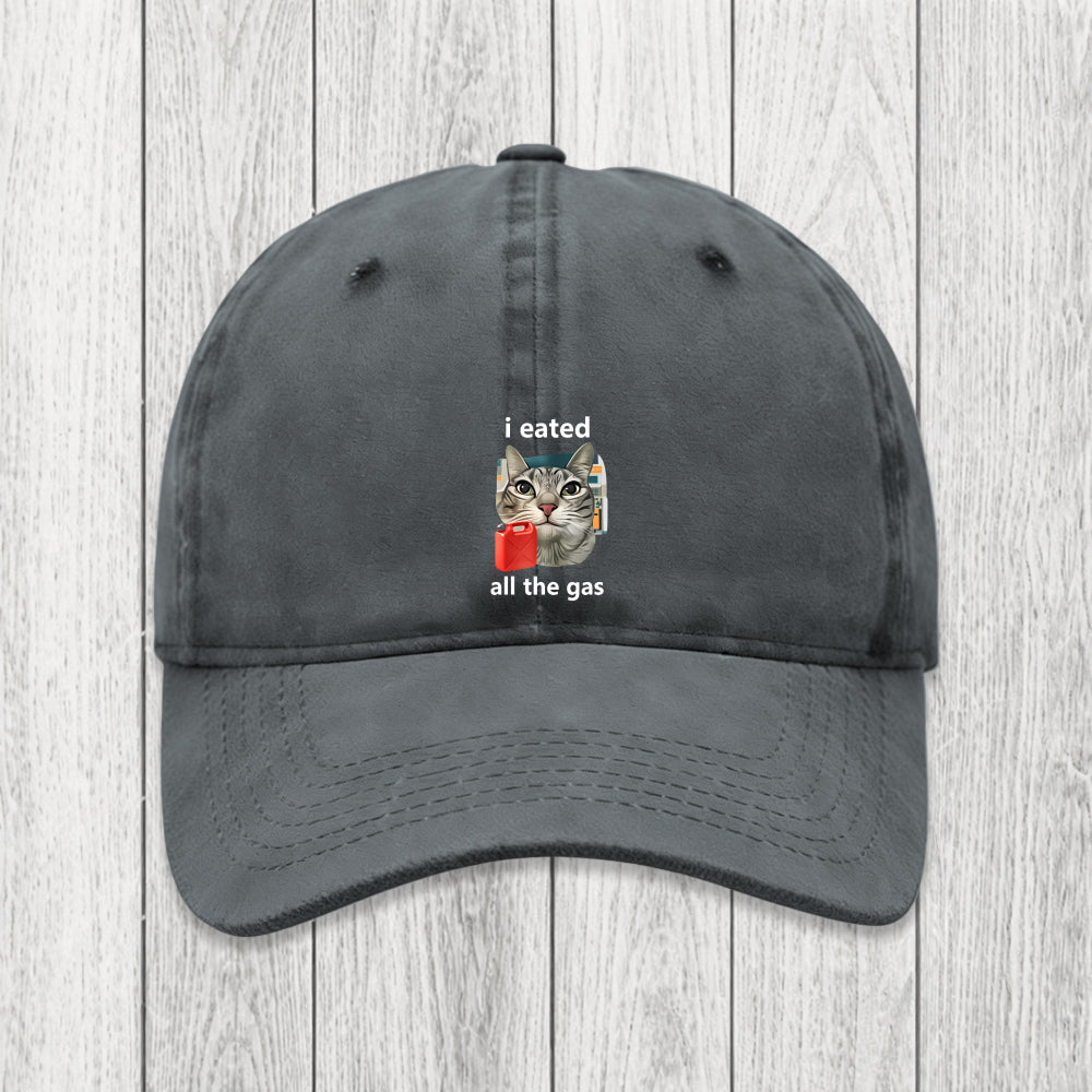 Tokyosol I Eated All The Gas Cat Funny Washed Cap