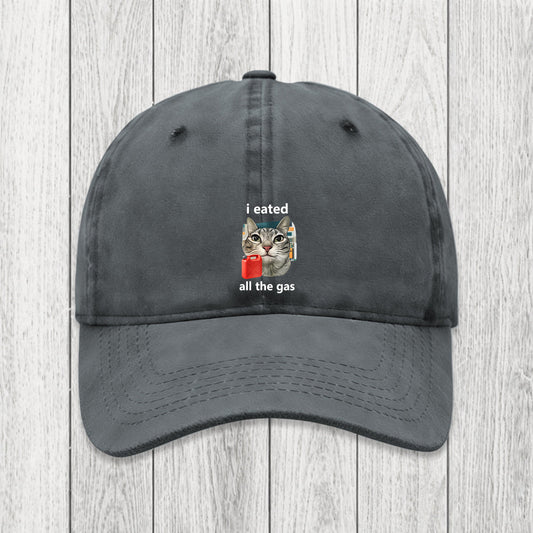 Tokyosol I Eated All The Gas Cat Funny Washed Cap