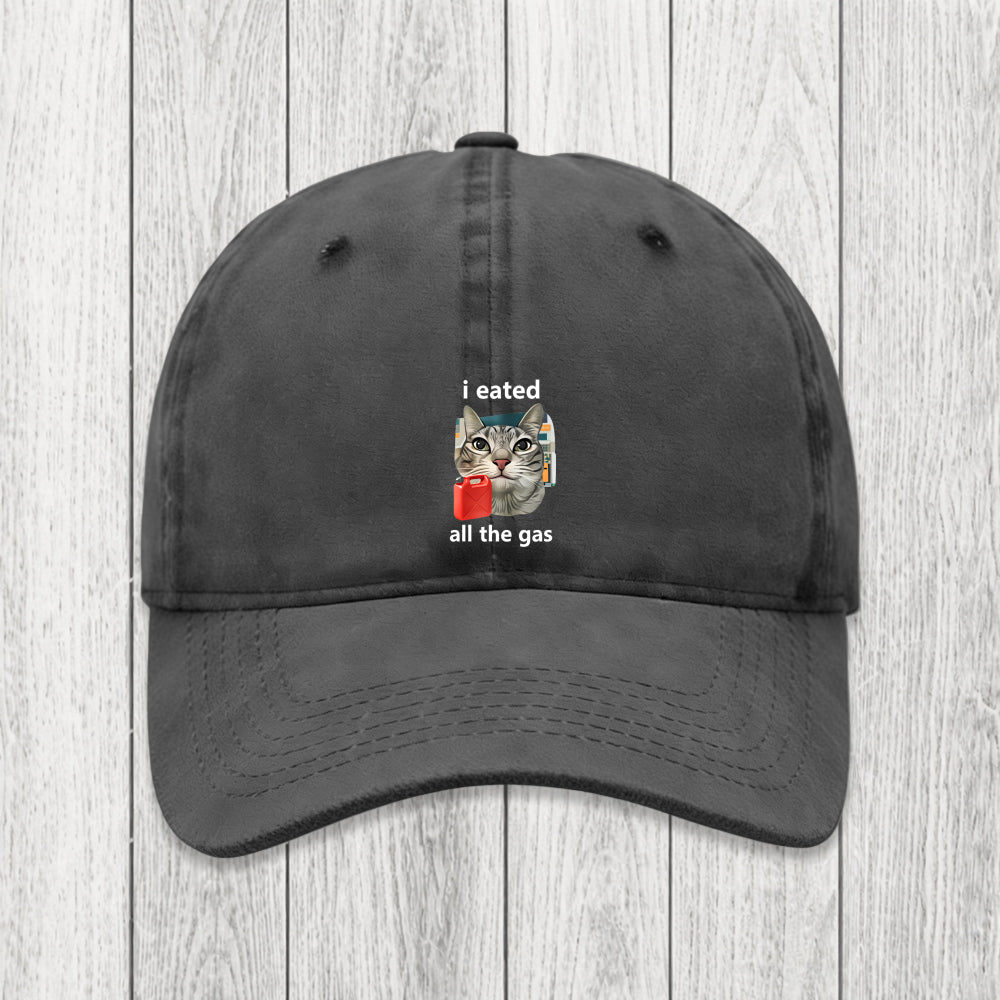 Tokyosol I Eated All The Gas Cat Funny Washed Cap