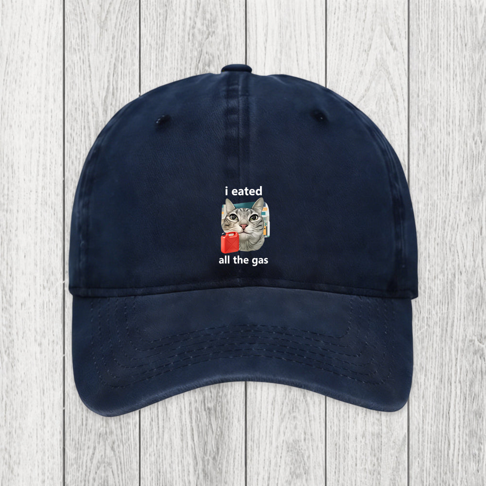 Tokyosol I Eated All The Gas Cat Funny Washed Cap