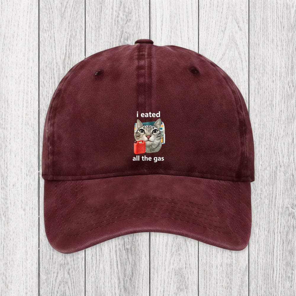 Tokyosol I Eated All The Gas Cat Funny Washed Cap