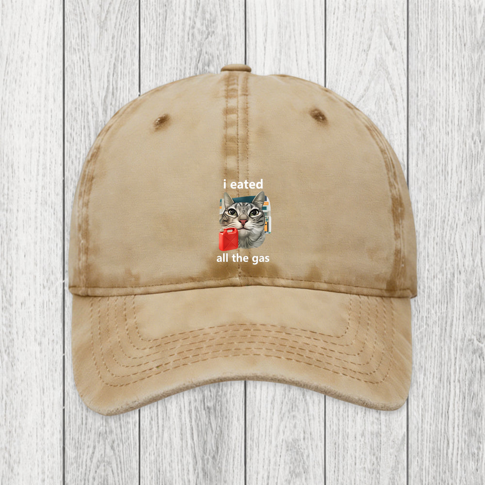 Tokyosol I Eated All The Gas Cat Funny Washed Cap