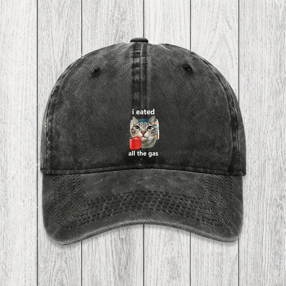 Tokyosol I Eated All The Gas Cat Funny Washed Cap