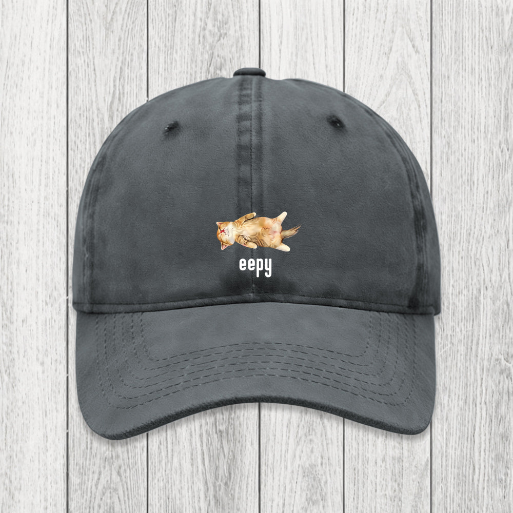 Tokyosol Silly Sleepy Cat Meme Washed Cap