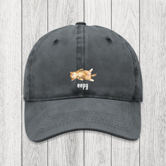 Tokyosol Silly Sleepy Cat Meme Washed Cap