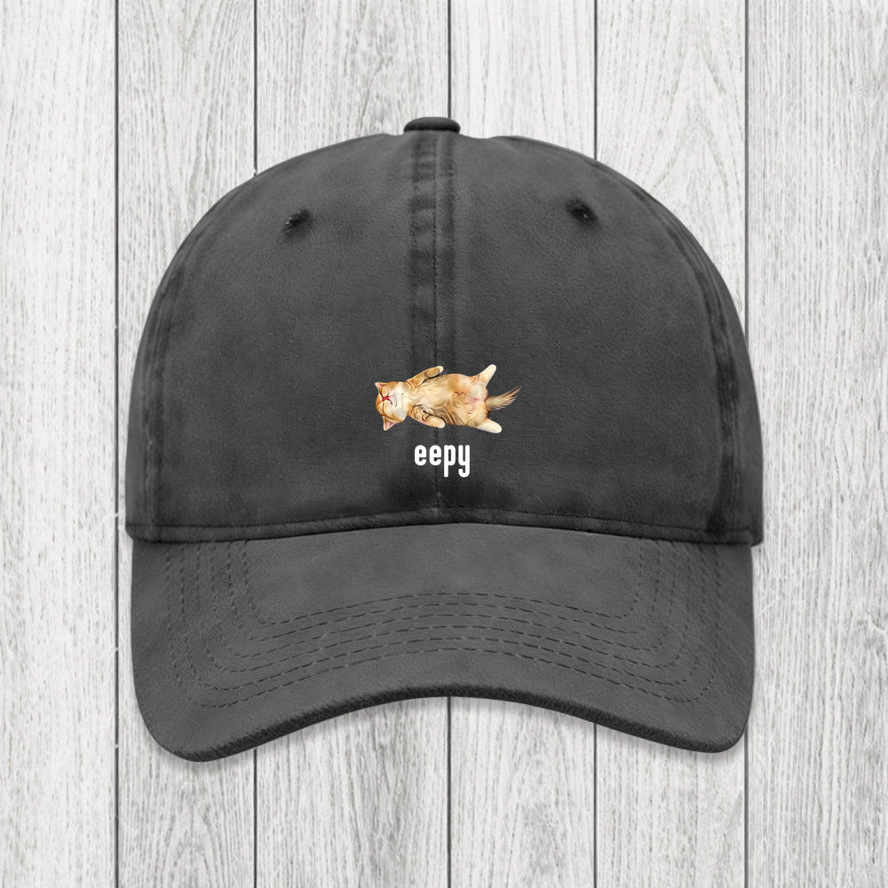 Tokyosol Silly Sleepy Cat Meme Washed Cap