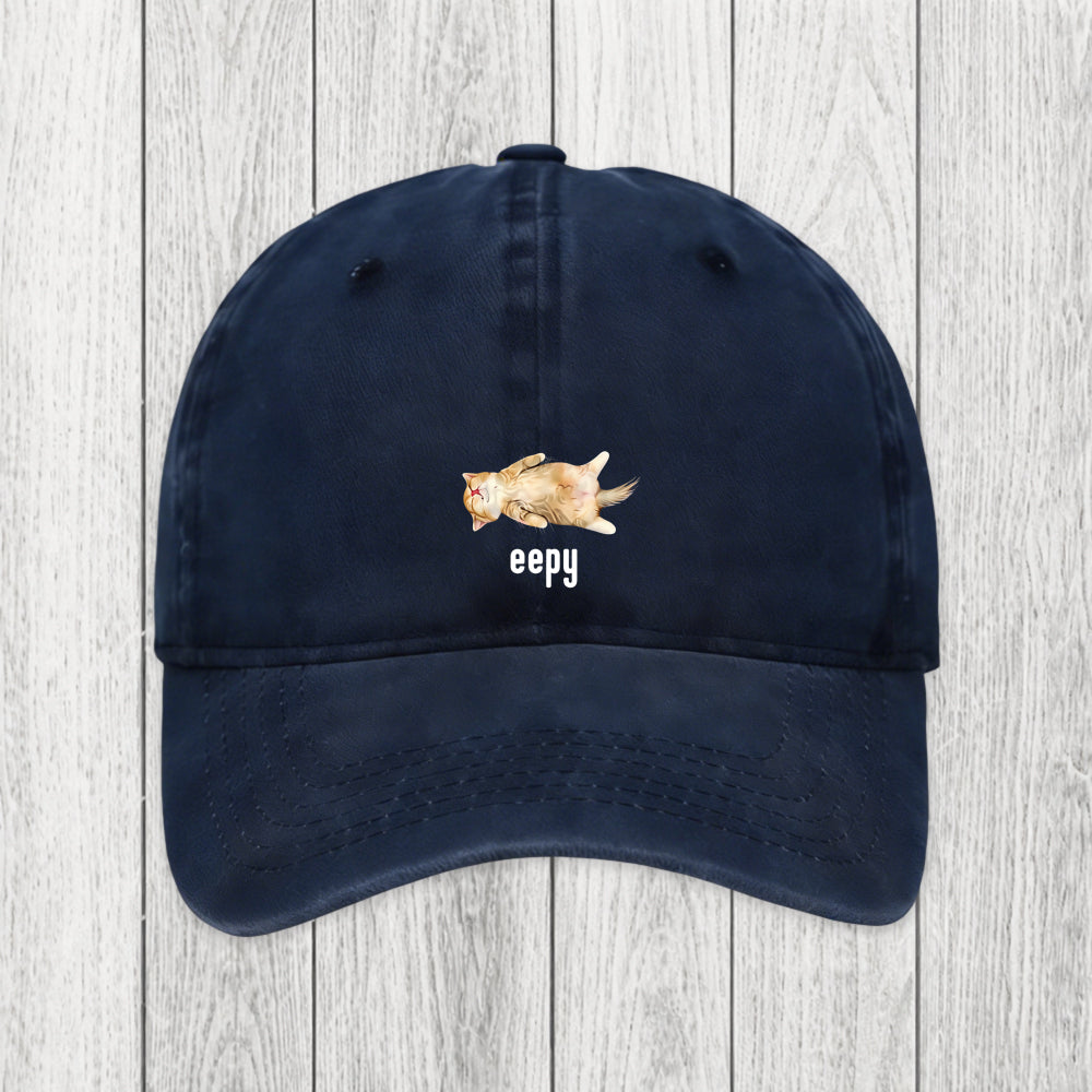 Tokyosol Silly Sleepy Cat Meme Washed Cap