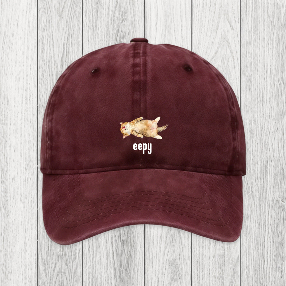 Tokyosol Silly Sleepy Cat Meme Washed Cap