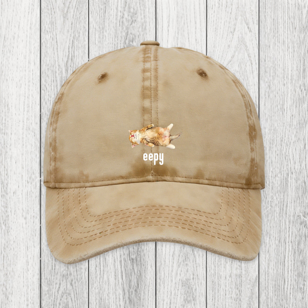 Tokyosol Silly Sleepy Cat Meme Washed Cap