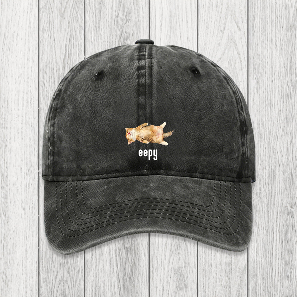 Tokyosol Silly Sleepy Cat Meme Washed Cap