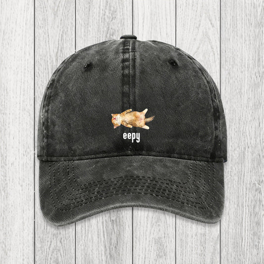 Tokyosol Silly Sleepy Cat Meme Washed Cap