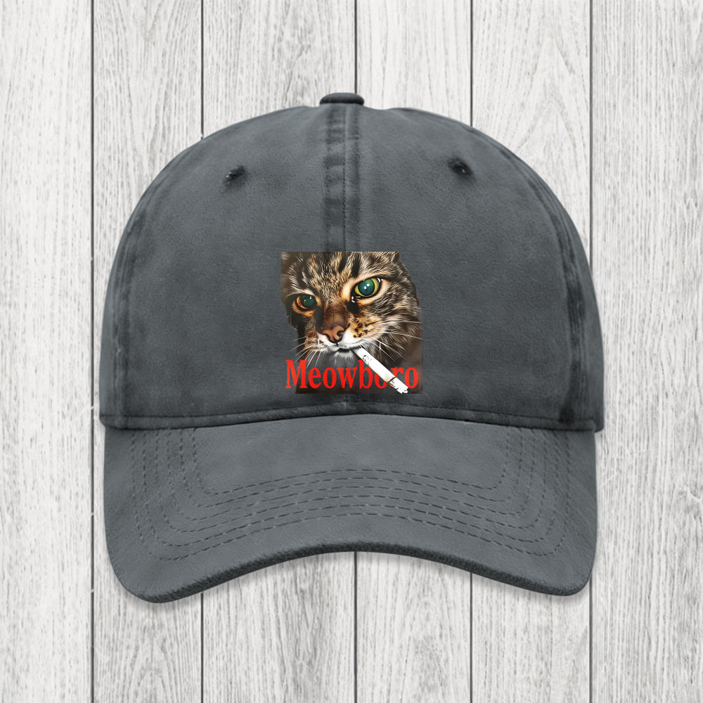 Tokyosol Funny Smoking Cat Meme Washed Cap