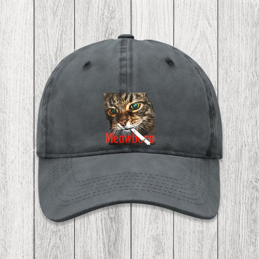 Tokyosol Funny Smoking Cat Meme Washed Cap