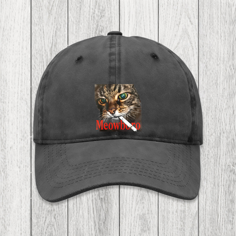 Tokyosol Funny Smoking Cat Meme Washed Cap