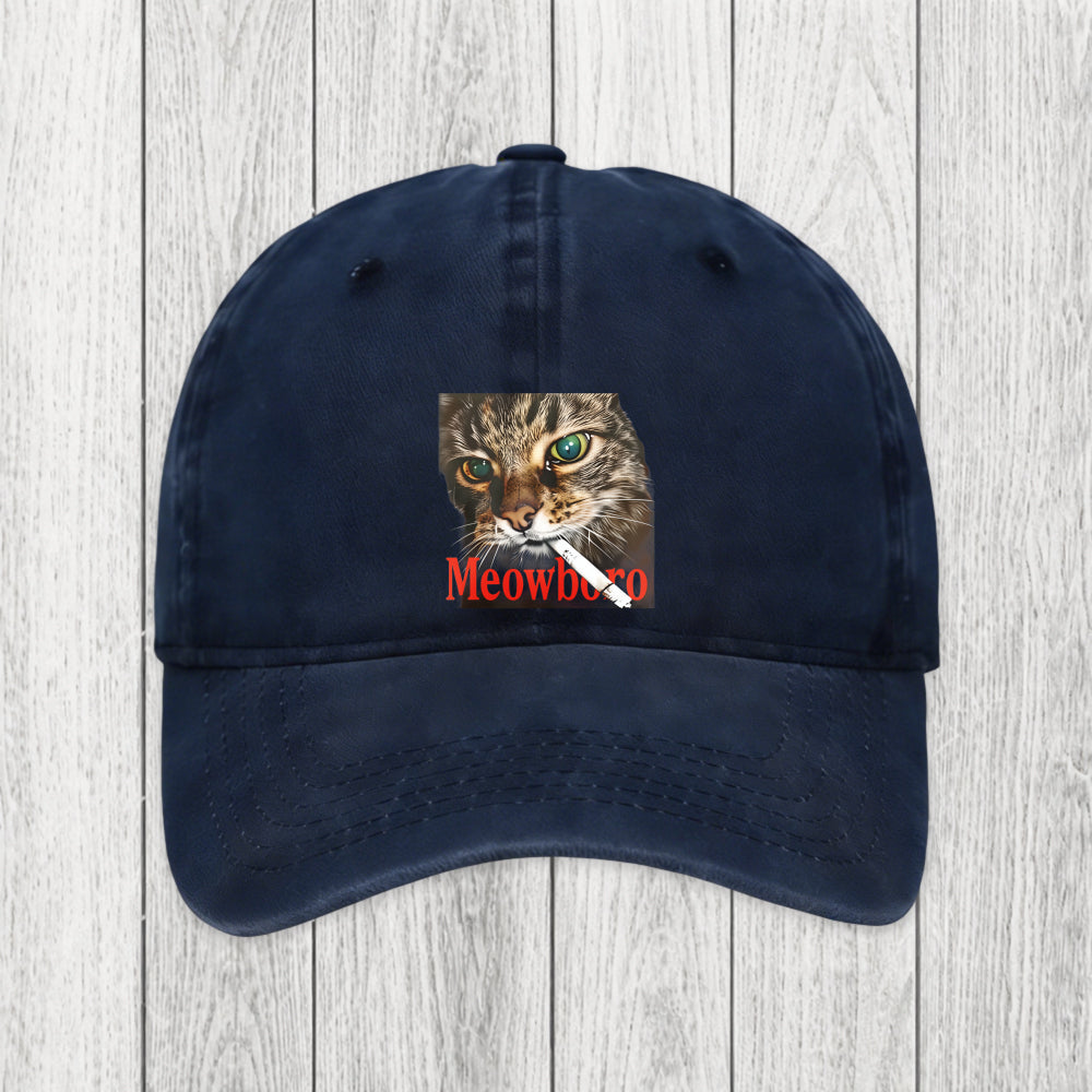 Tokyosol Funny Smoking Cat Meme Washed Cap