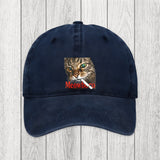 Tokyosol Funny Smoking Cat Meme Washed Cap