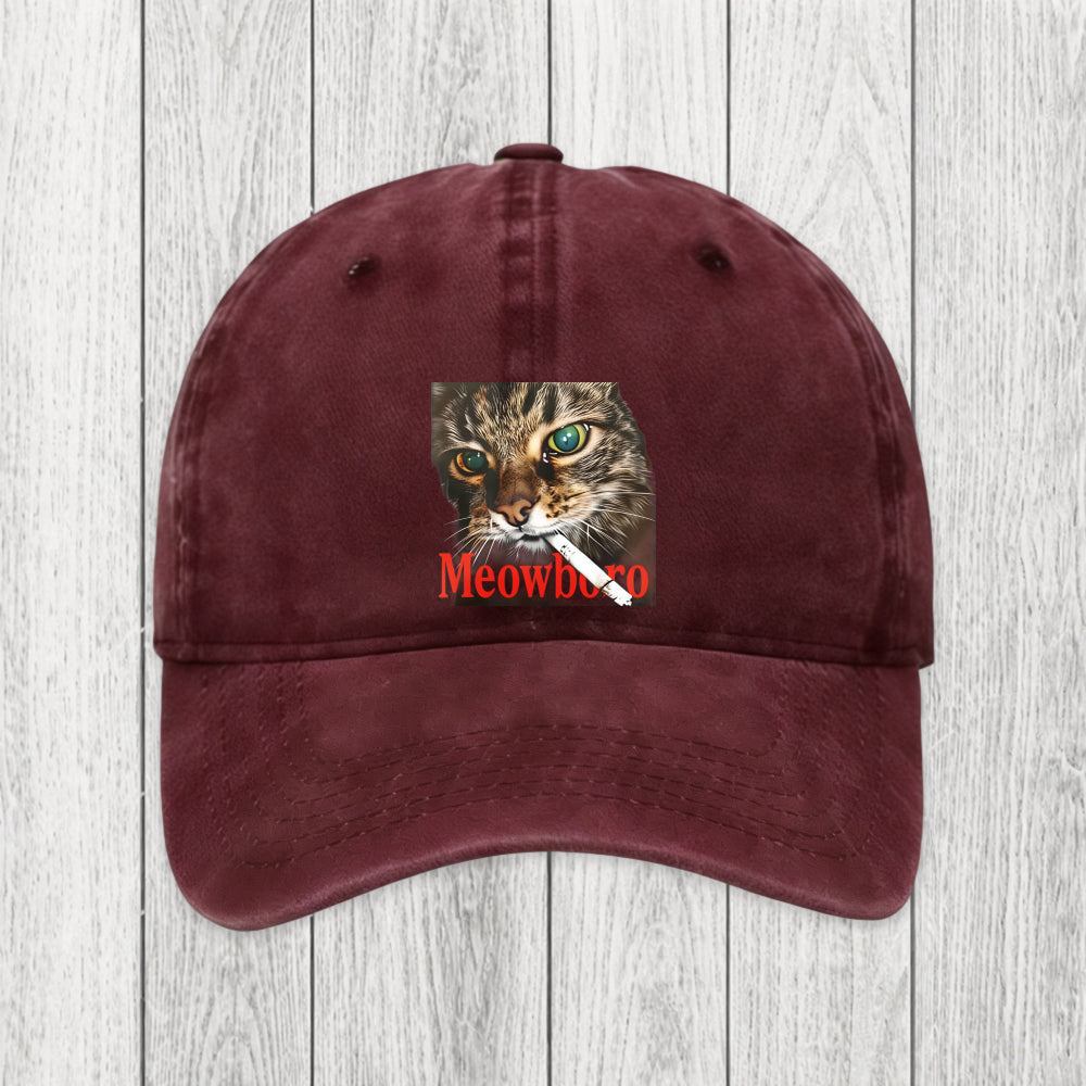 Tokyosol Funny Smoking Cat Meme Washed Cap