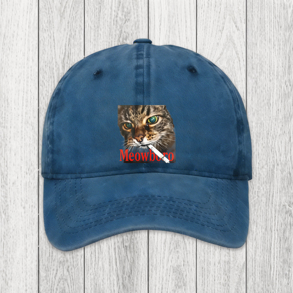 Tokyosol Funny Smoking Cat Meme Washed Cap