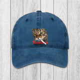 Tokyosol Funny Smoking Cat Meme Washed Cap