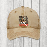 Tokyosol Funny Smoking Cat Meme Washed Cap