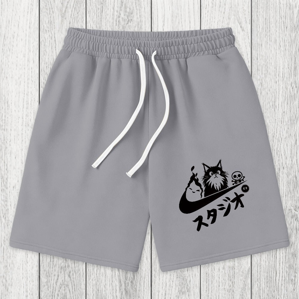 Tokyosol Black Cat Vintage Washed Shorts
