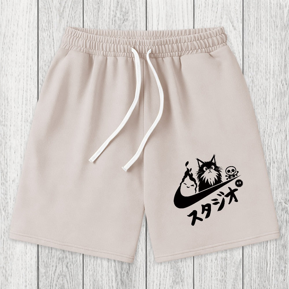 Tokyosol Black Cat Vintage Washed Shorts
