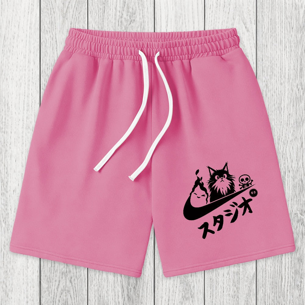 Tokyosol Black Cat Vintage Washed Shorts